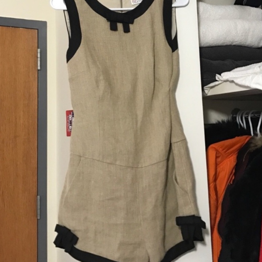 RED Valentino Tan Dress with Black Trim